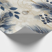 Blauwe  geïnspireerde bloemen cadeaupapier (Hoek)