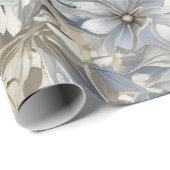 Blauwe  geïnspireerde bloemen cadeaupapier (Rol Hoek)