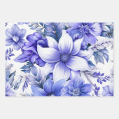 Blauwe  geïnspireerde kerstbloemen inpakpapier vel (Voorkant)