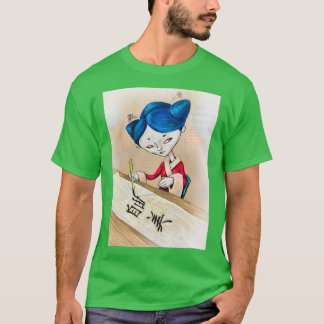 Blauwe geisha t-shirt