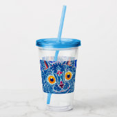Blauwe geitenkat acryl drinkbeker (Achterkant)