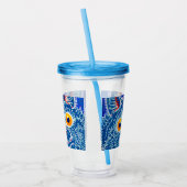 Blauwe geitenkat acryl drinkbeker (Links)