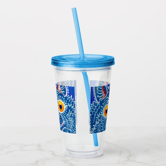 Blauwe geitenkat acryl drinkbeker (Links)