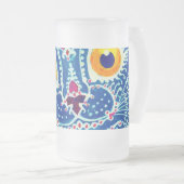 Blauwe geitenkat matglas bierpul (Voorkant rechts)