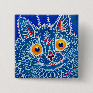 Blauwe geitenkat vierkante button 5,1 cm