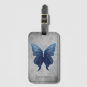 Blauwe gejuwelde vlinder bagagelabel (Voorkant (verticaal))