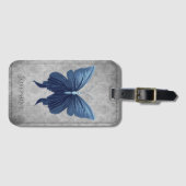 Blauwe gejuwelde vlinder bagagelabel (Voorkant (horizontaal))