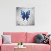 Blauwe gejuwelde vlinder canvas afdruk (Insitu (Woonkamer))