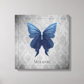 Blauwe gejuwelde vlinder canvas afdruk (Voorkant)
