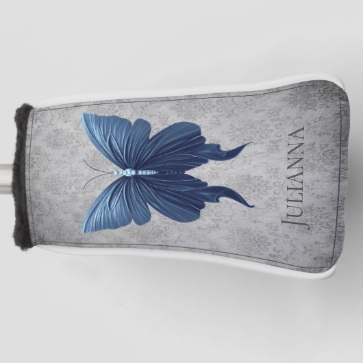 Blauwe gejuwelde vlinder golfheadcover (Voorkant)