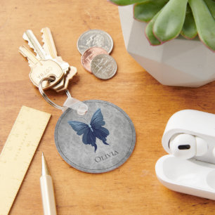 Blauwe gejuwelde vlinder sleutelhanger