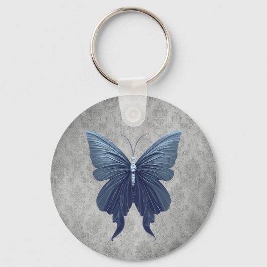 Blauwe gejuwelde vlinder sleutelhanger (Achterkant)