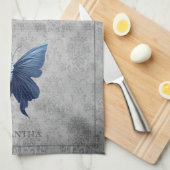 Blauwe gejuwelde vlinder theedoek (Quarter Fold)