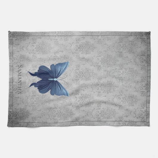 Blauwe gejuwelde vlinder theedoek (Horizontaal)