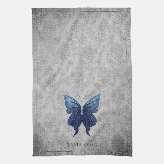 Blauwe gejuwelde vlinder theedoek (Verticaal)