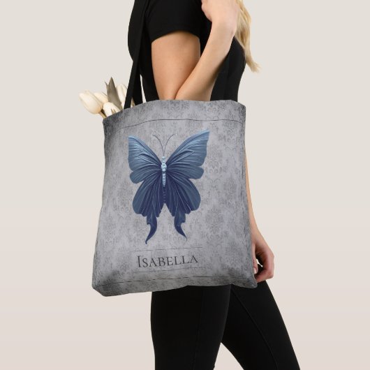 Blauwe gejuwelde vlinder tote bag (Dichtbij)