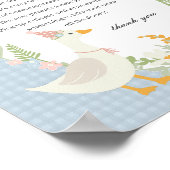 Blauwe Gekke Gans Bloemen Gingham Luier Gedachten Poster (Hoek)