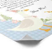 Blauwe Gekke Gans Floral Gingham Dont Say Baby Gam Poster (Hoek)