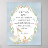 Blauwe Gekke Gans Floral Gingham Dont Say Baby Gam Poster (Voorkant)