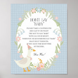 Blauwe Gekke Gans Floral Gingham Dont Say Baby Gam Poster