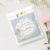 Blauwe Gekke Gans Floral Gingham Verjaardagsgunste Bedankzakje (Gezegeld)