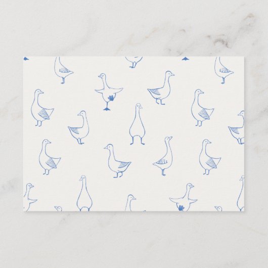 Blauwe Gekke Goose Boy Gingham Ribbon Luier Raffle Informatiekaartje (Achterkant)