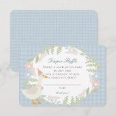 Blauwe Gekke Goose Gingham Bloemen Luier Raffle Ka Informatiekaartje (Voorkant / Achterkant)