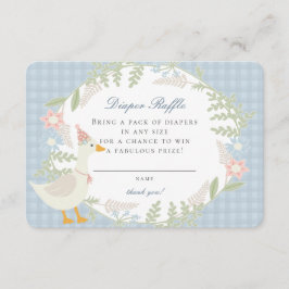 Blauwe Gekke Goose Gingham Bloemen Luier Raffle Ka Informatiekaartje