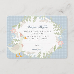 Blauwe Gekke Goose Gingham Bloemen Luier Raffle Ka Informatiekaartje