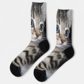 Blauwe gekleurde fluffy Kitten, Sokken van bemanni (Links)