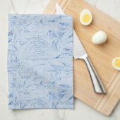 Blauwe gekreukelde textuur theedoek (Quarter Fold)