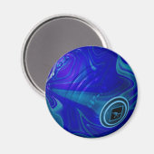 Blauwe gekruiste groene Bowl, Fridge Magnet (Voorkant / Achterkant)