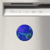 Blauwe gekruiste groene Bowl, Fridge Magnet (Insitu (Vaatwasser))