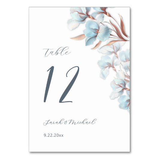 Blauwe gelaagde bloemen bruiloft kaart (Achterkant)