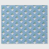 Blauwe gelaagde verjaardagstaart cadeaupapier (Vlak)