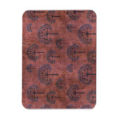 Blauwe gelaatsbomen op Grunge Red Magneet (Verticaal)