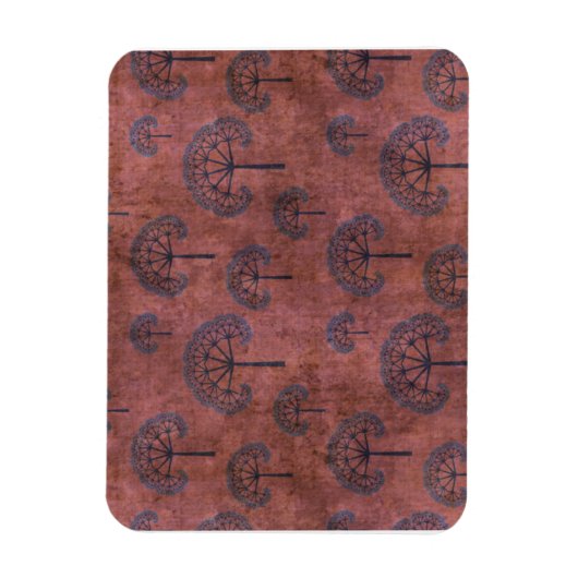 Blauwe gelaatsbomen op Grunge Red Magneet (Verticaal)