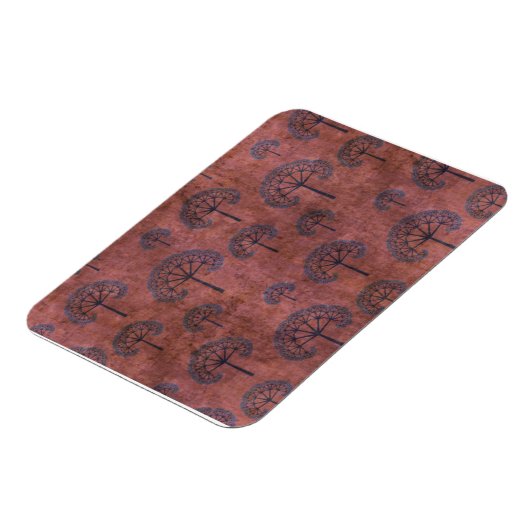 Blauwe gelaatsbomen op Grunge Red Magneet (Linkerzijde)