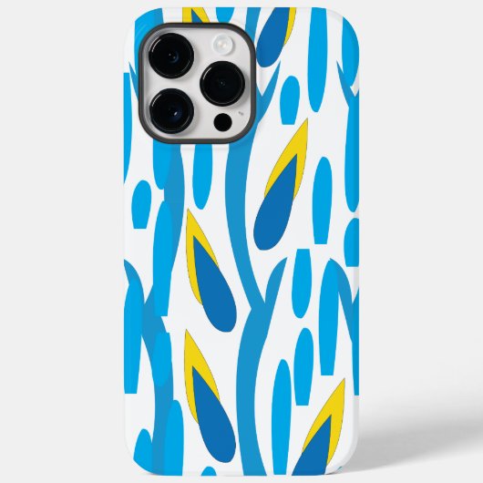 Blauwe gele Abstracte bladeren Trendy Chic Case-Mate iPhone Case (Achterkant)