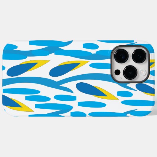 Blauwe gele Abstracte bladeren Trendy Chic Case-Mate iPhone Case (Achterkant (horizontaal))