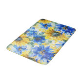 Blauwe Gele Bloemen Badmat (Gekanteld)
