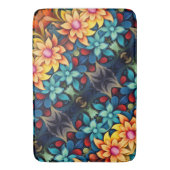 Blauwe Gele Bloemen Badmat (Voorkant Verticaal)