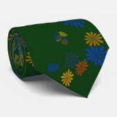 blauwe gele bloemen, groen stropdas (Opgerold)