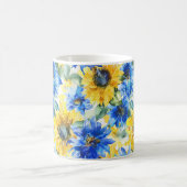 Blauwe Gele Bloemen Koffiemok (Center)