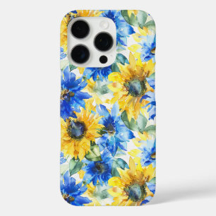 Blauwe gele bloemen verjaardag iPhone 16 pro hoesje