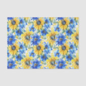 Blauwe Gele Bloemen Verjaardag Tissuepapier (Voorkant)