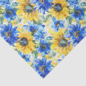 Blauwe Gele Bloemen Verjaardag Tissuepapier (Detail)
