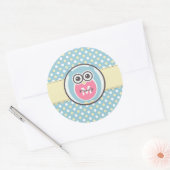 Blauwe gele Cartoon Monogram Sticker (Envelop)