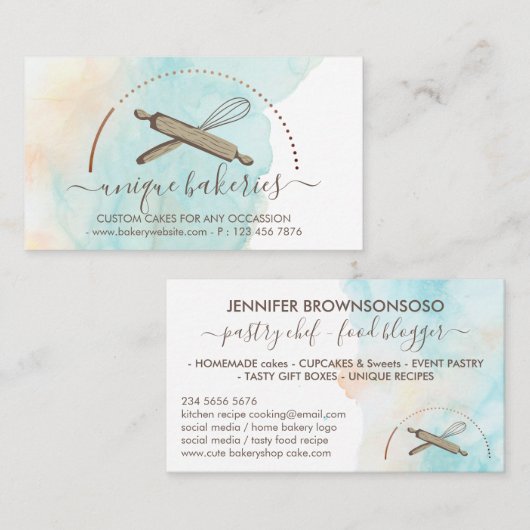 Blauwe gele cirkelvormer visitekaartje (Voorkant / Achterkant)