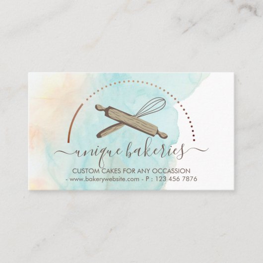 Blauwe gele cirkelvormer visitekaartje (Voorkant)